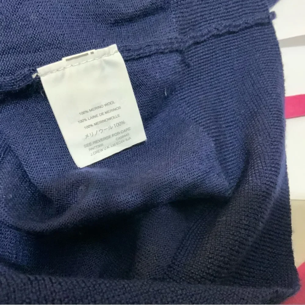 J. Crew womens Blue Merino Wool Crewneck Sweater Side Slits size Small